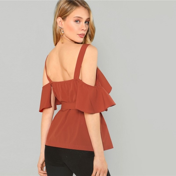 rust cold shoulder top - Picture 5 of 9